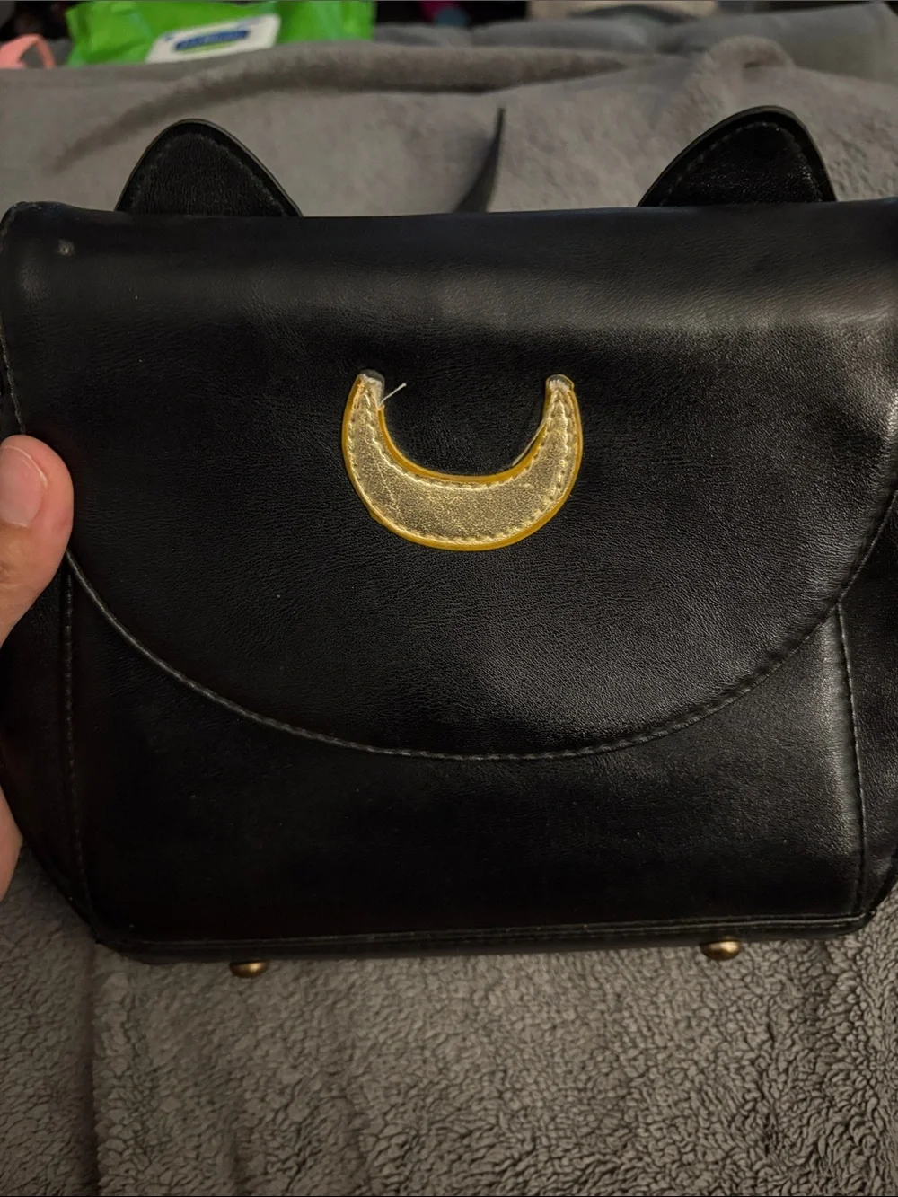 Black Crescent Accent Crossbody Bag - Women's Shoulder Purse